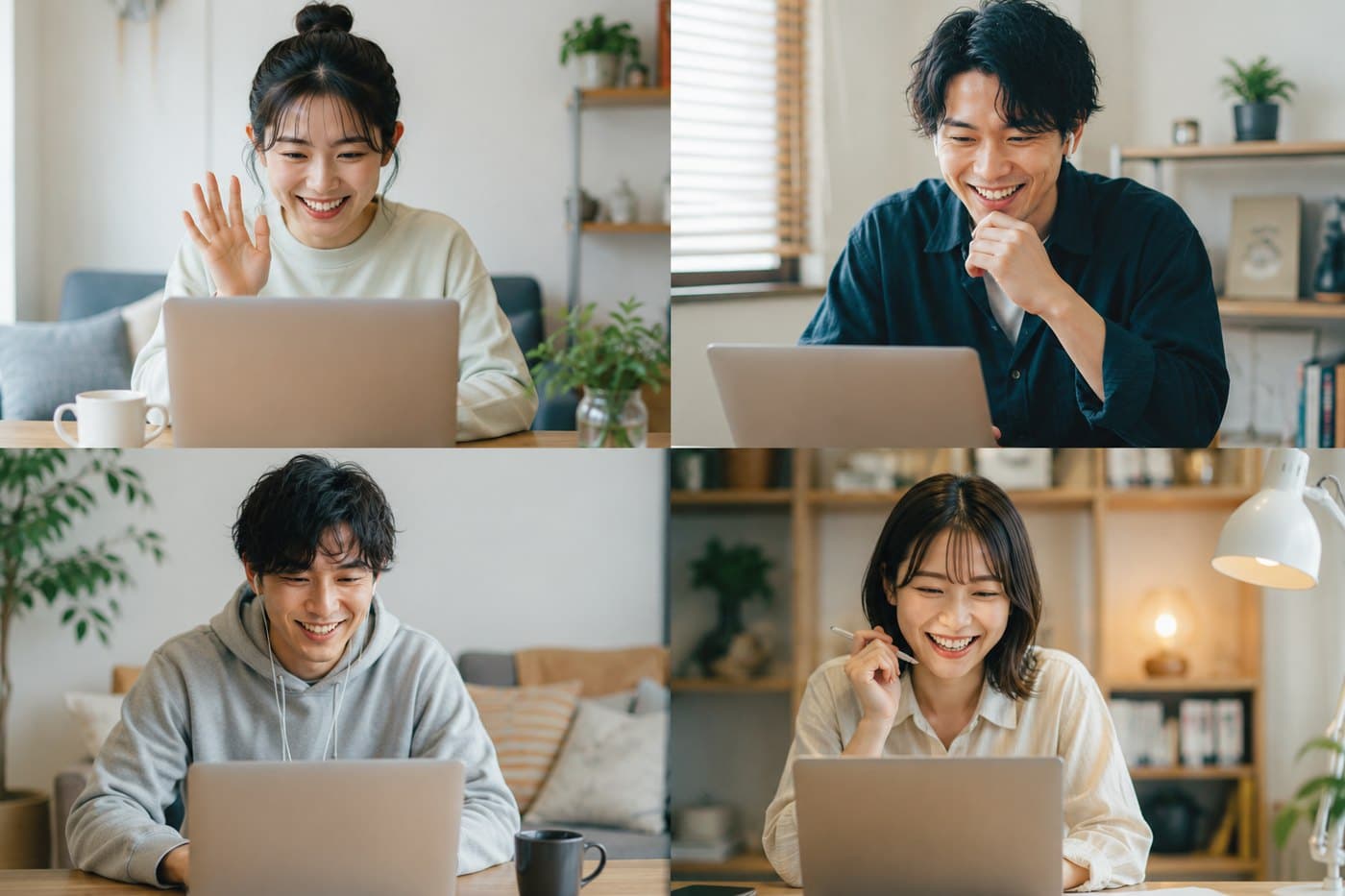 オンラインでつながって笑い合う会員のみなさん